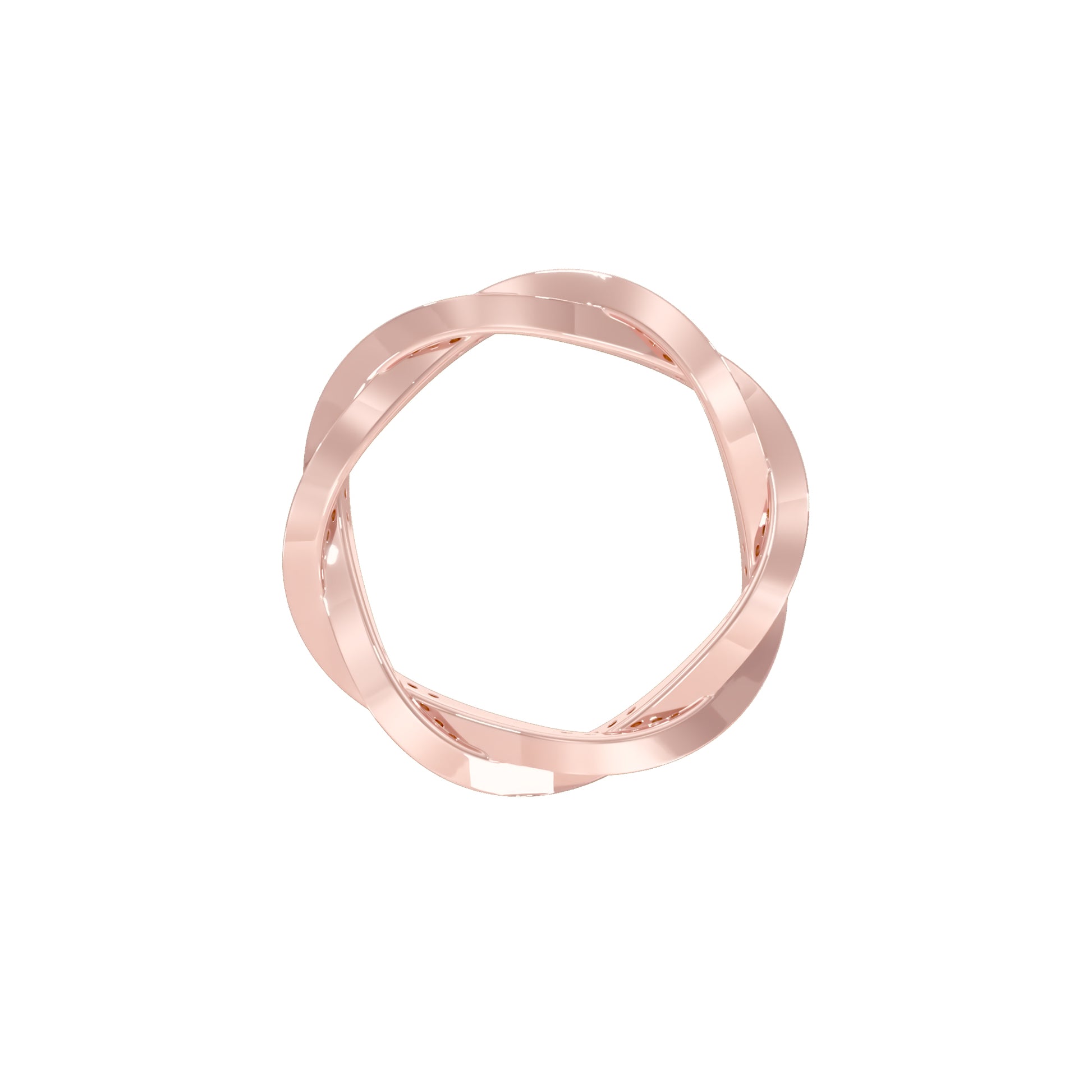 Braided Shimmer Diamond Band Ring 18 KT / Rose Gold / 18