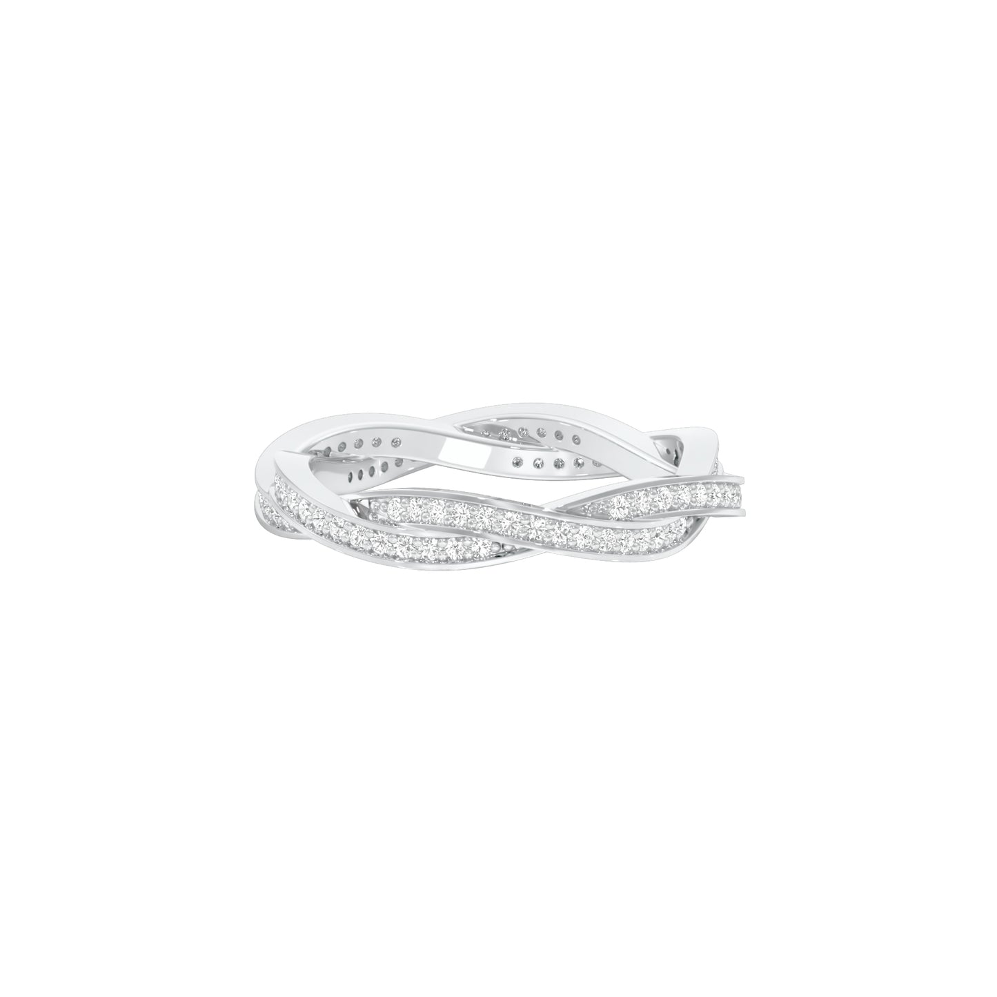 Braided Shimmer Diamond Band Ring 18 KT / White Gold / 18