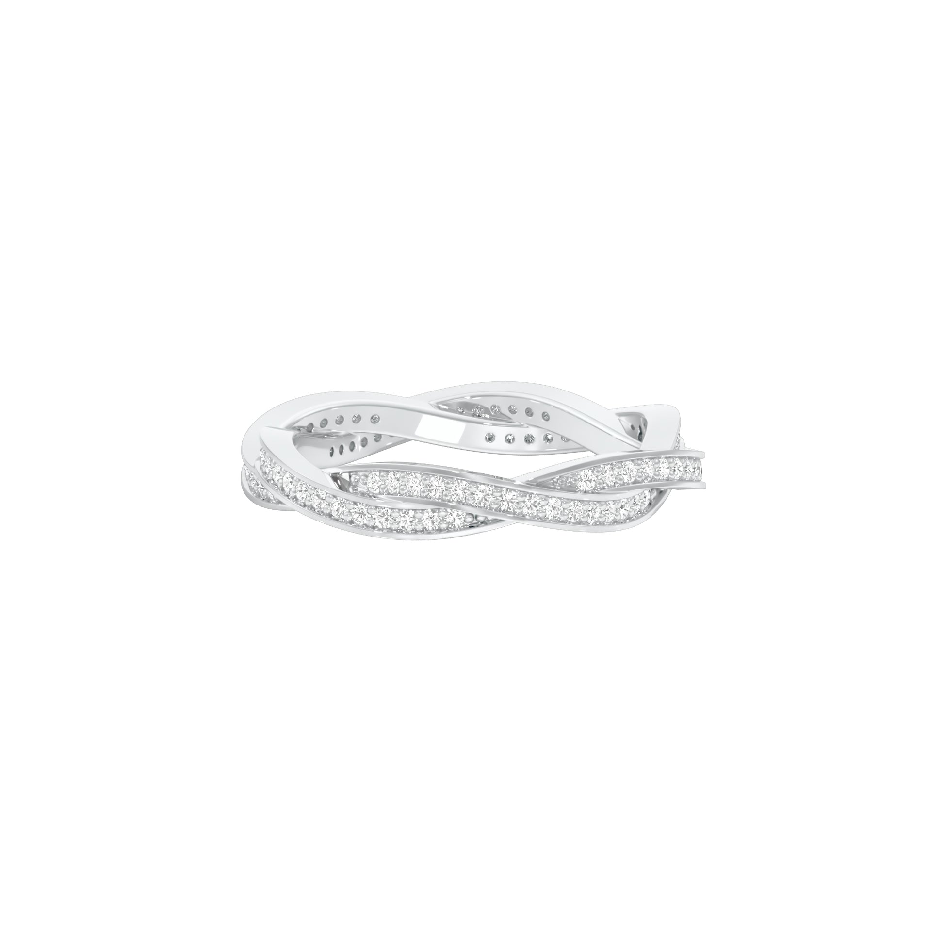 Braided Shimmer Diamond Band Ring 18 KT / White Gold / 18