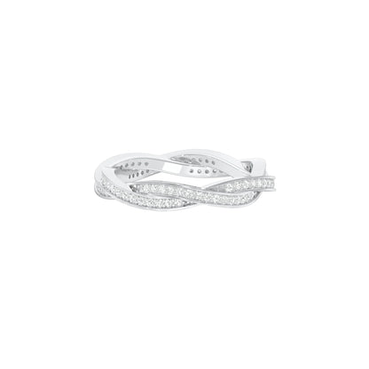 Braided Shimmer Diamond Band Ring 18 KT / White Gold / 18