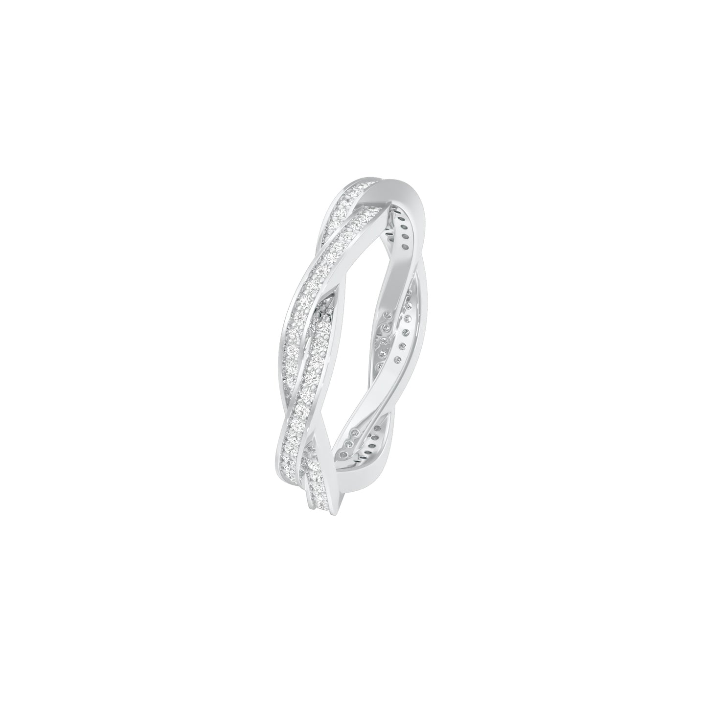 Braided Shimmer Diamond Band Ring 18 KT / White Gold / 18