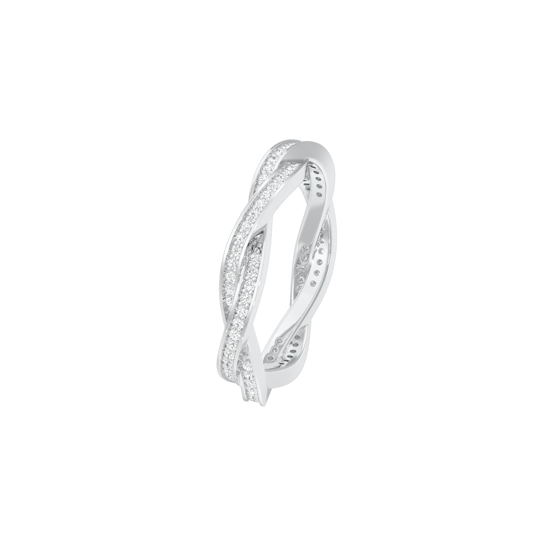Braided Shimmer Diamond Band Ring 18 KT / White Gold / 18