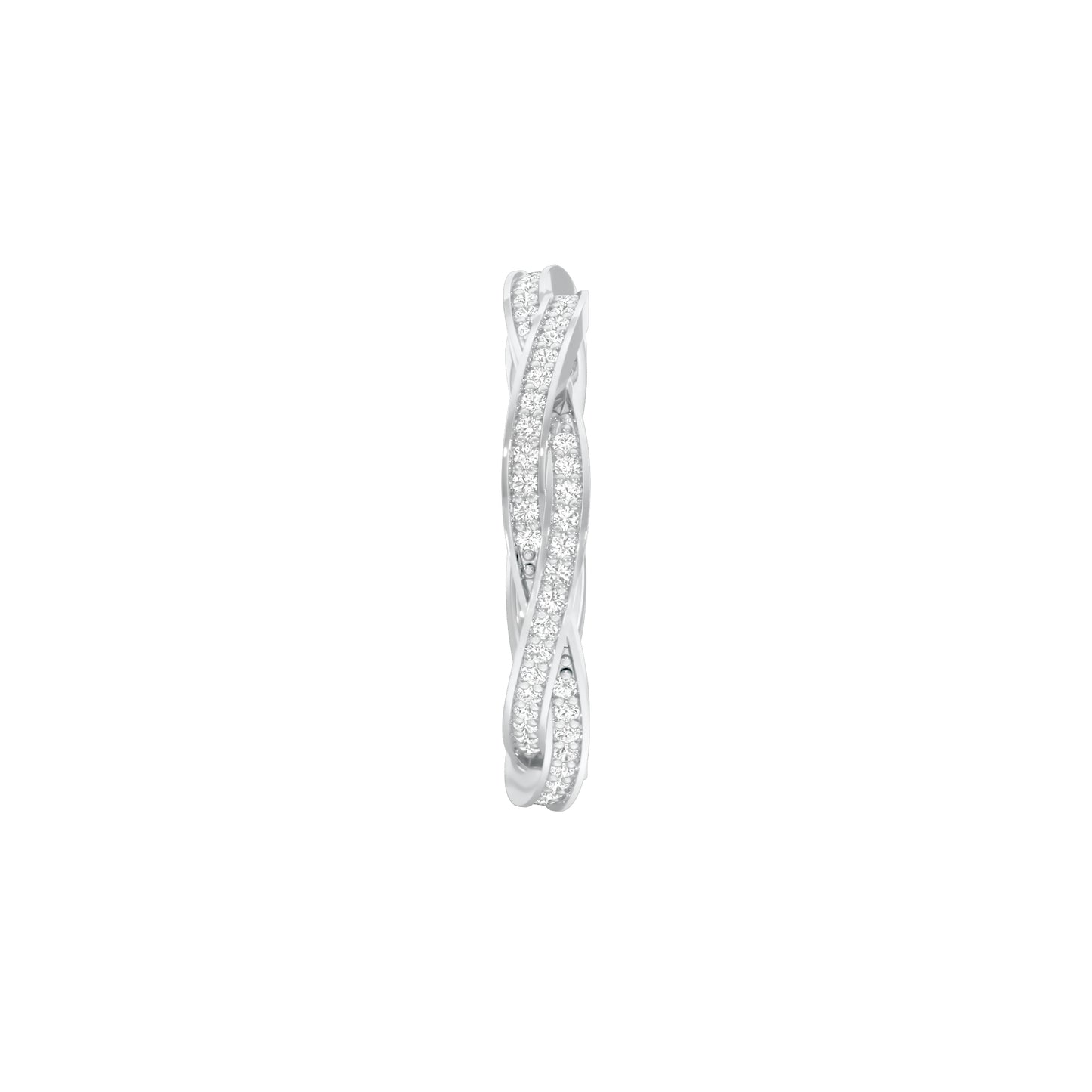 Braided Shimmer Diamond Band Ring 18 KT / White Gold / 18