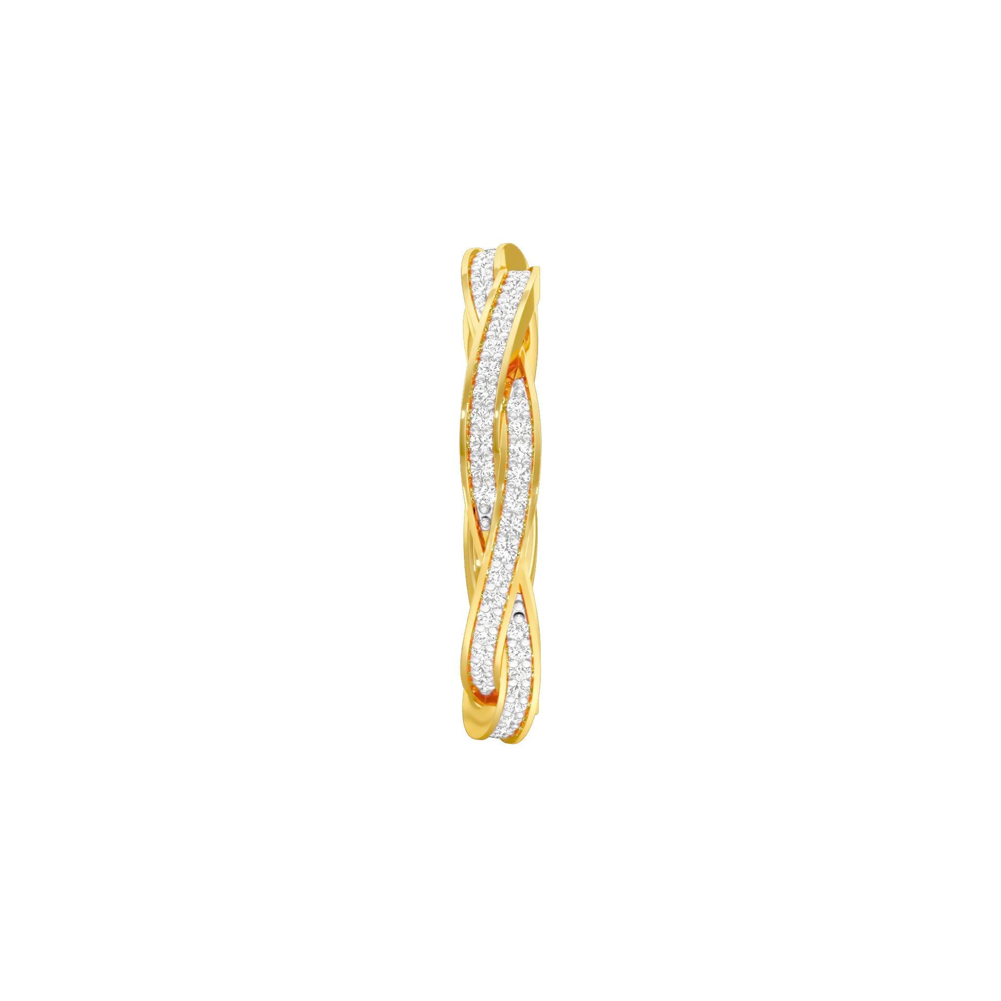 Braided Shimmer Diamond Band Ring 18 KT / Yellow Gold / 18