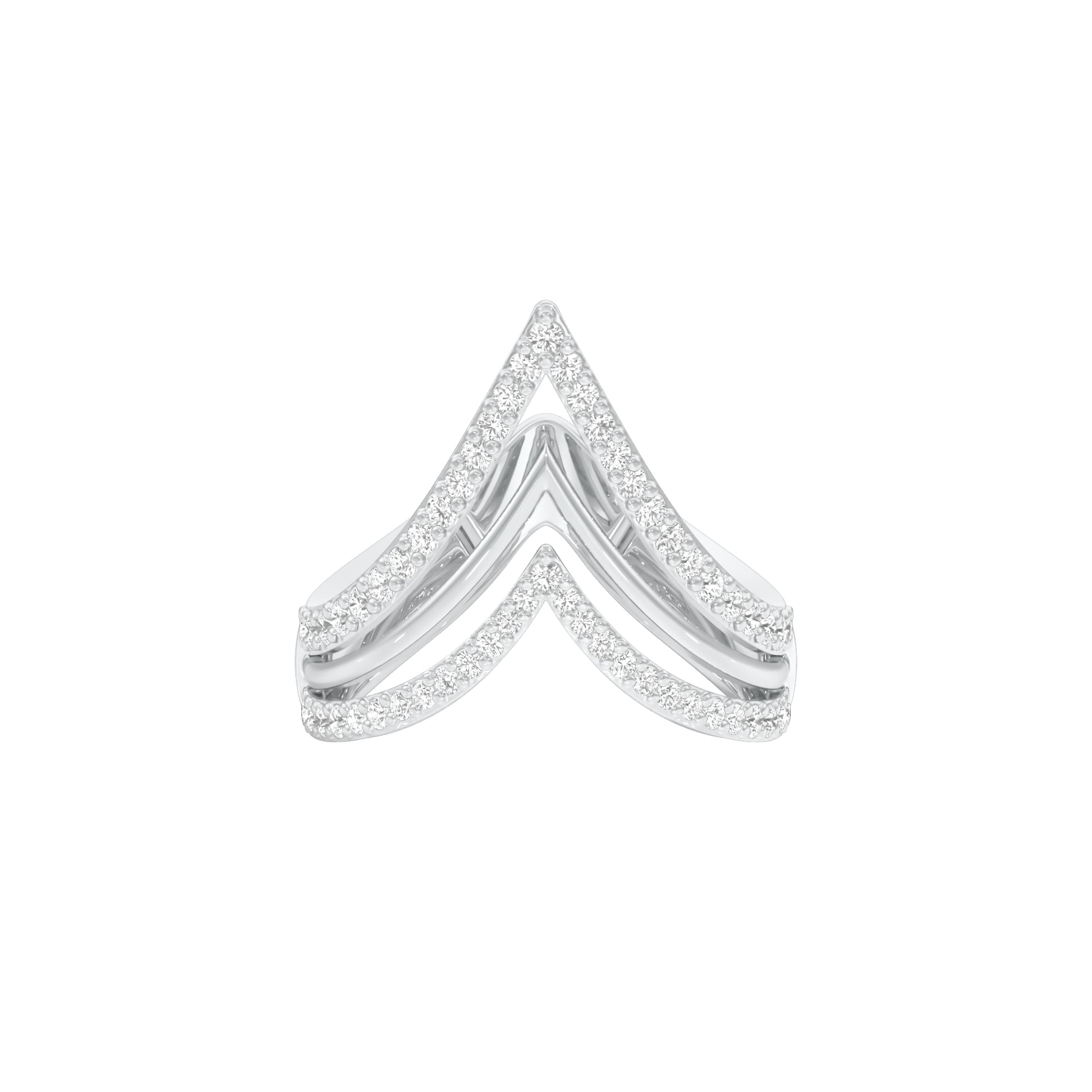 Wishbone Chevron Diamond Ring 18 KT / White Gold / 18