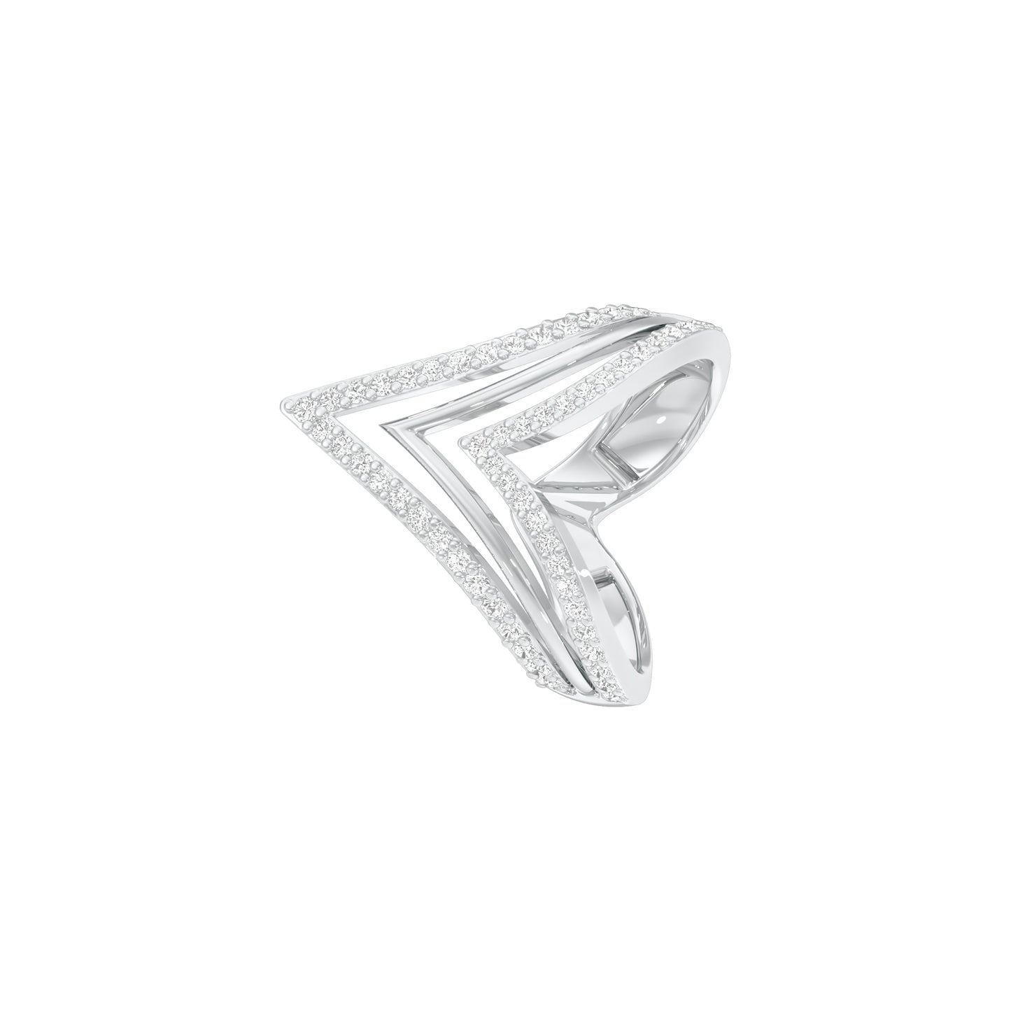Wishbone Chevron Diamond Ring 18 KT / White Gold / 18