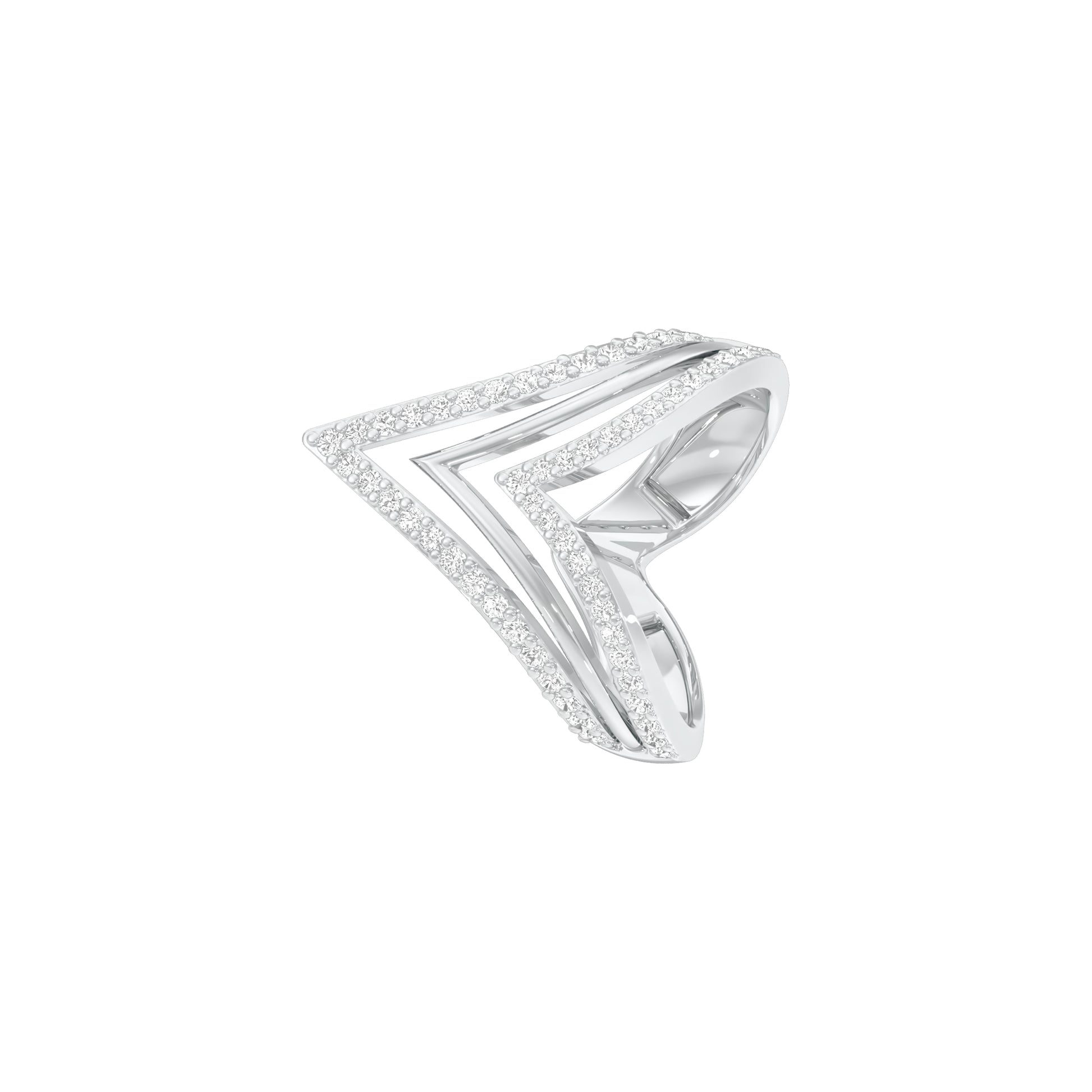 Wishbone Chevron Diamond Ring 18 KT / White Gold / 18