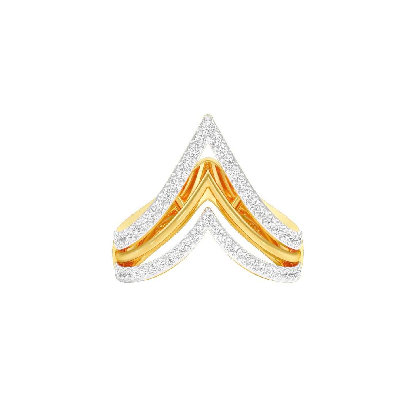 Wishbone Chevron Diamond Ring 18 KT / Yellow Gold / 18