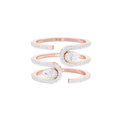 Dual Pear Bypass Diamond Ring 18 KT / Rose Gold / 18
