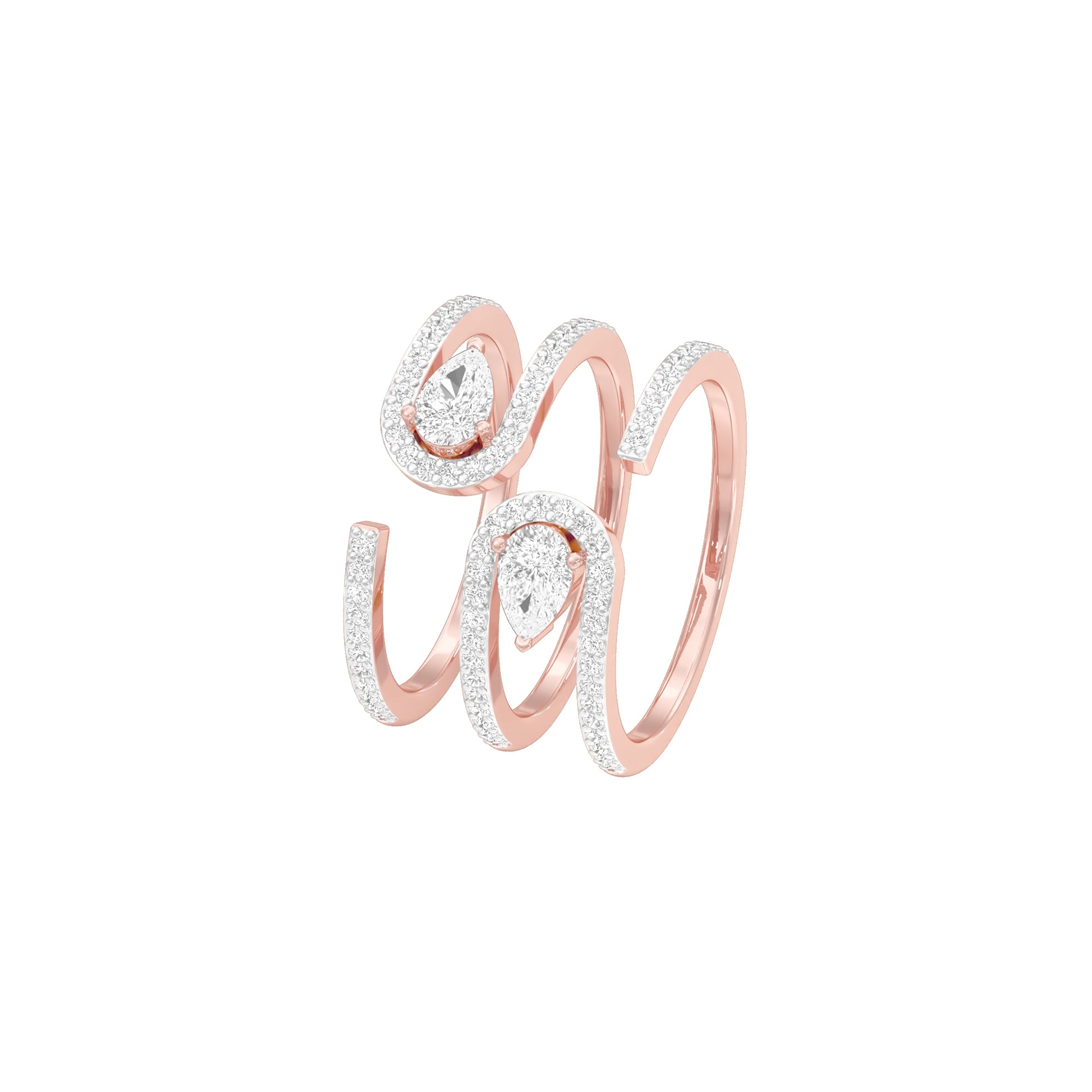 Dual Pear Bypass Diamond Ring 18 KT / Rose Gold / 18