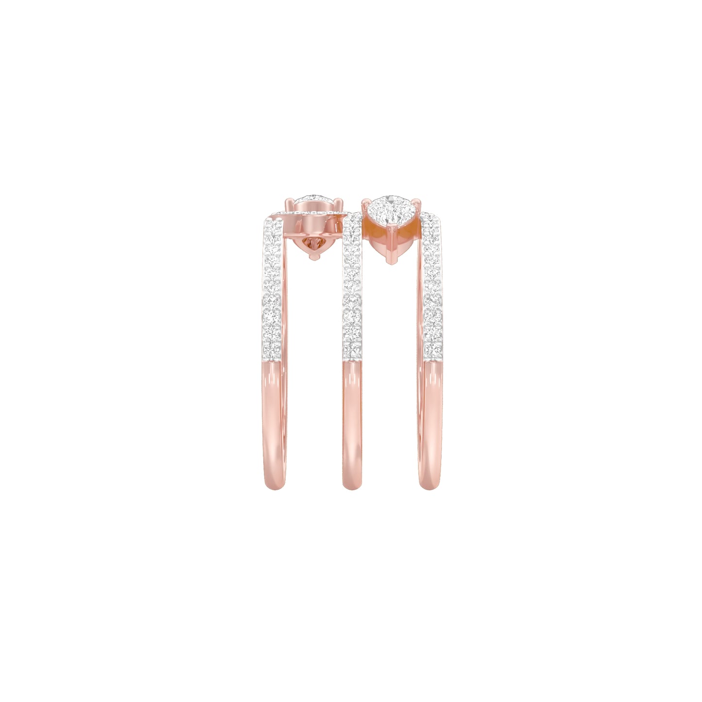 Dual Pear Bypass Diamond Ring 18 KT / Rose Gold / 18