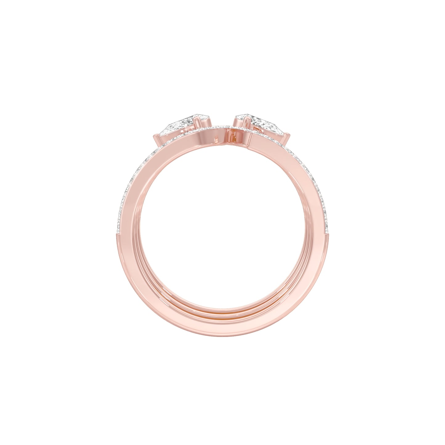 Dual Pear Bypass Diamond Ring 18 KT / Rose Gold / 18