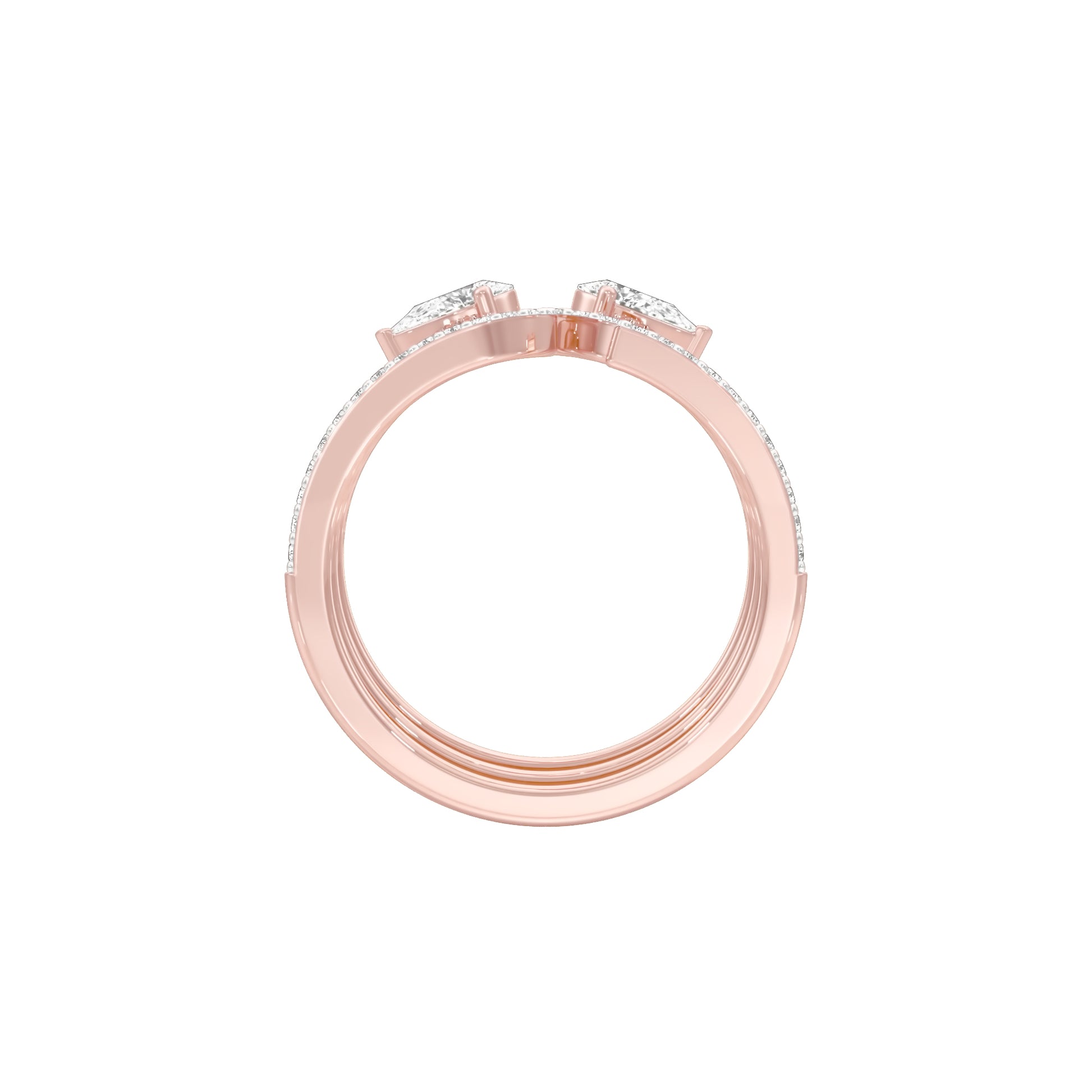 Dual Pear Bypass Diamond Ring 18 KT / Rose Gold / 18
