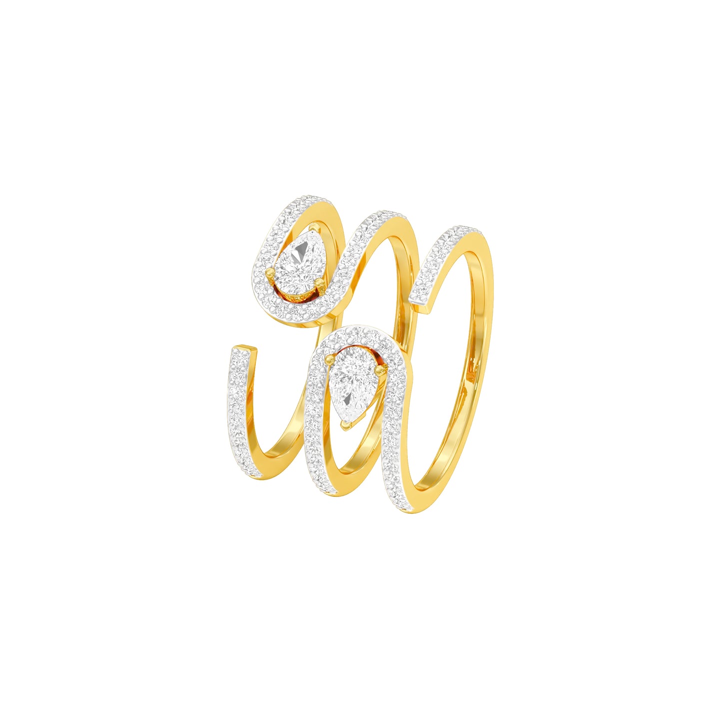 Dual Pear Bypass Diamond Ring 18 KT / Yellow Gold / 18