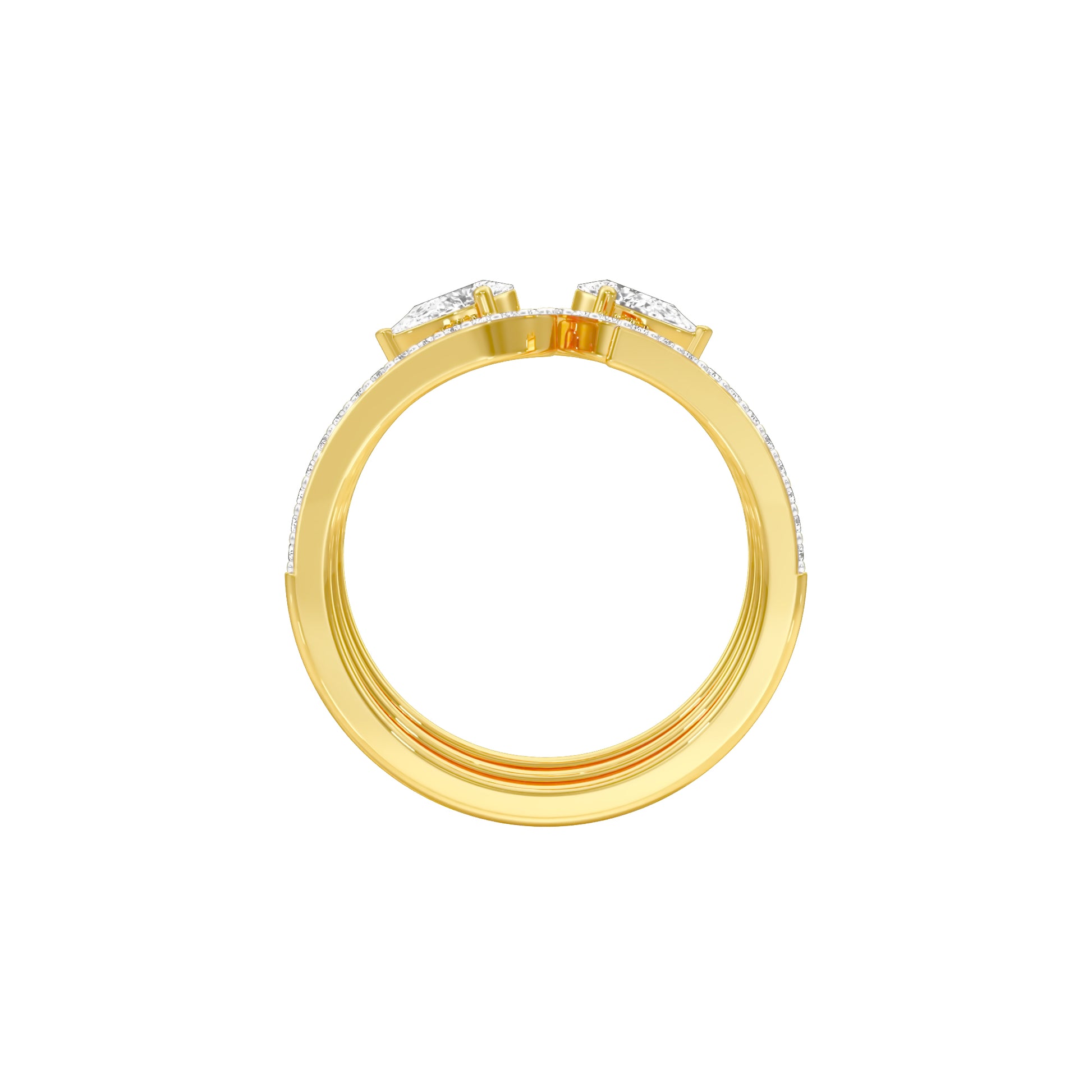 Dual Pear Bypass Diamond Ring 18 KT / Yellow Gold / 18