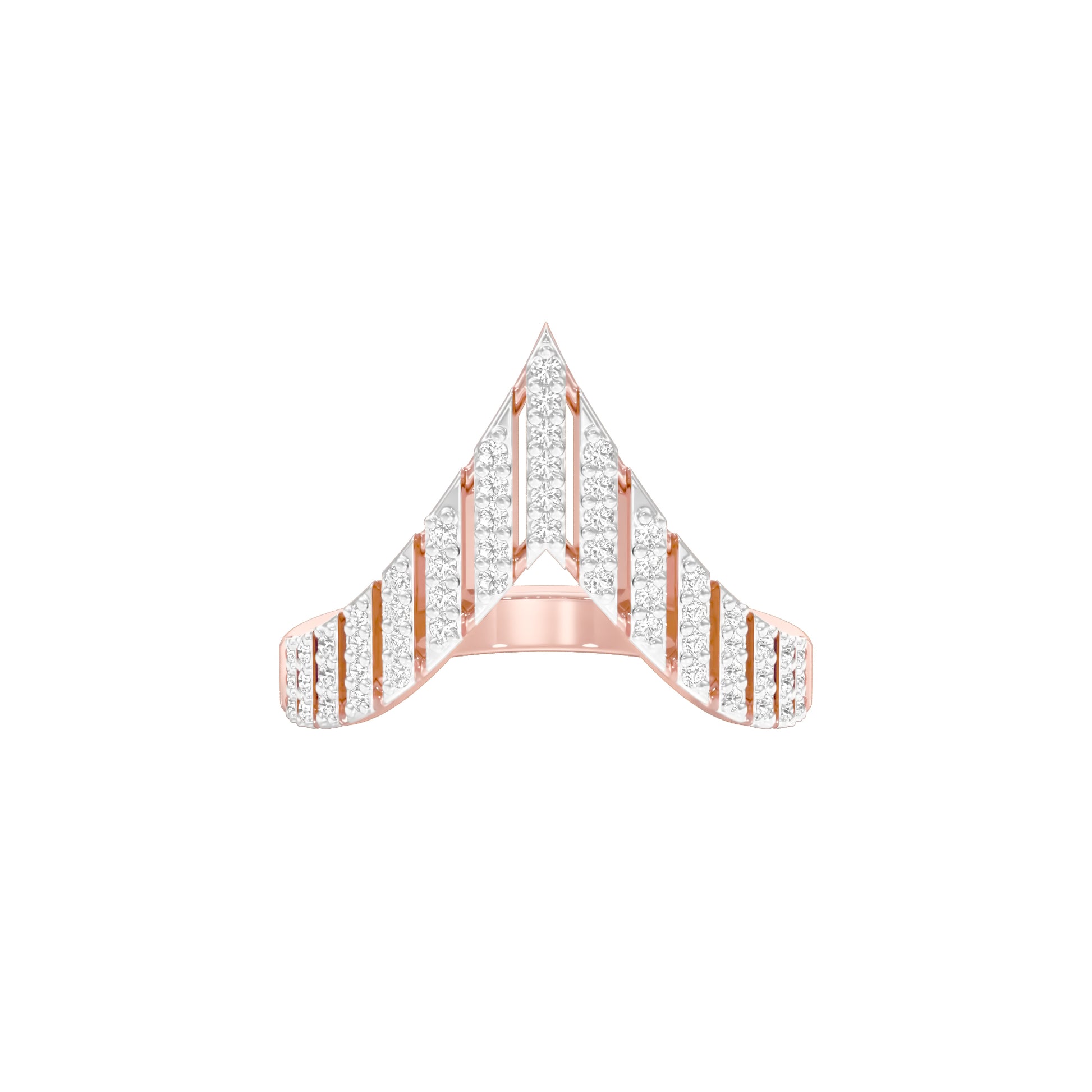 Pointed Chevron Diamond Engagement Ring 18 KT / Rose Gold / 18