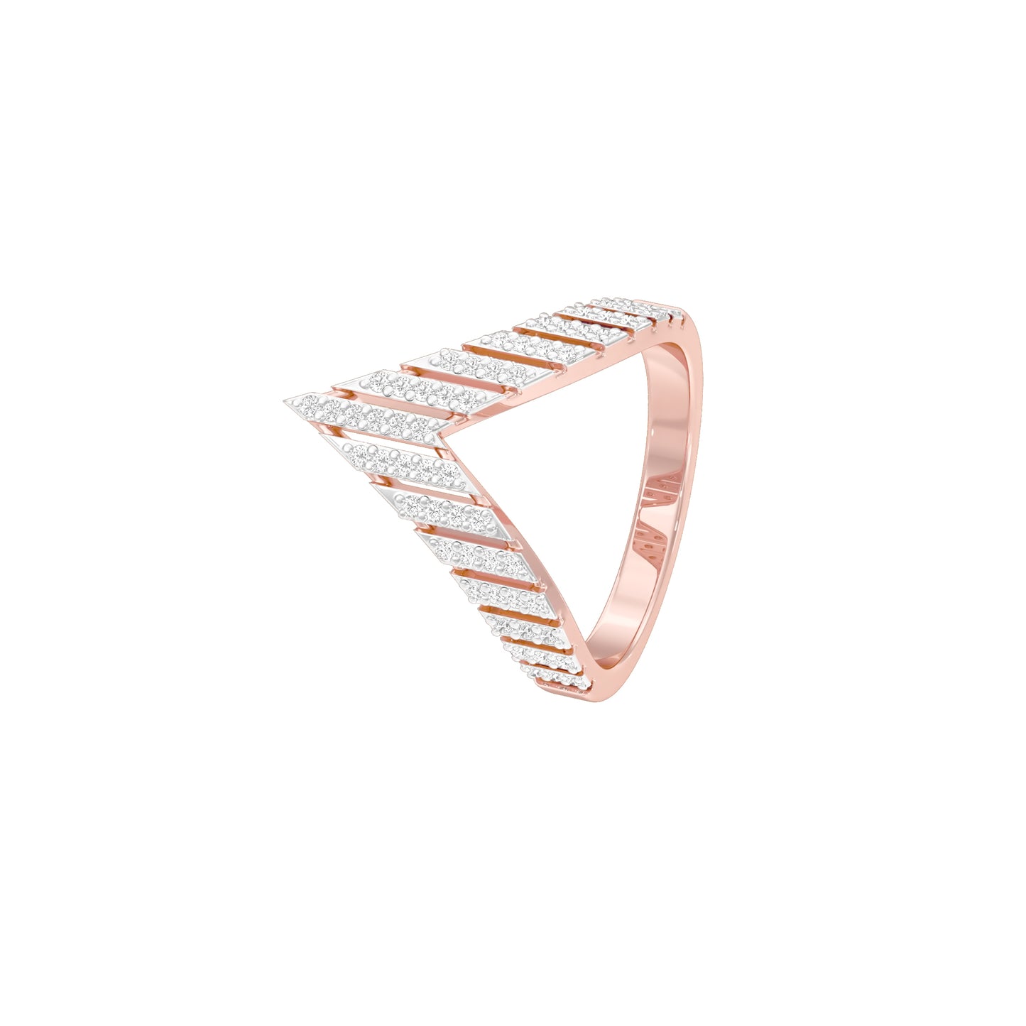 Pointed Chevron Diamond Engagement Ring 18 KT / Rose Gold / 18