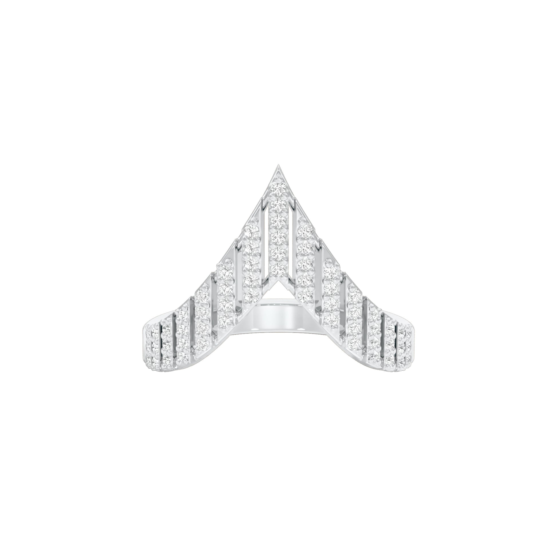 Pointed Chevron Diamond Engagement Ring 18 KT / White Gold / 18