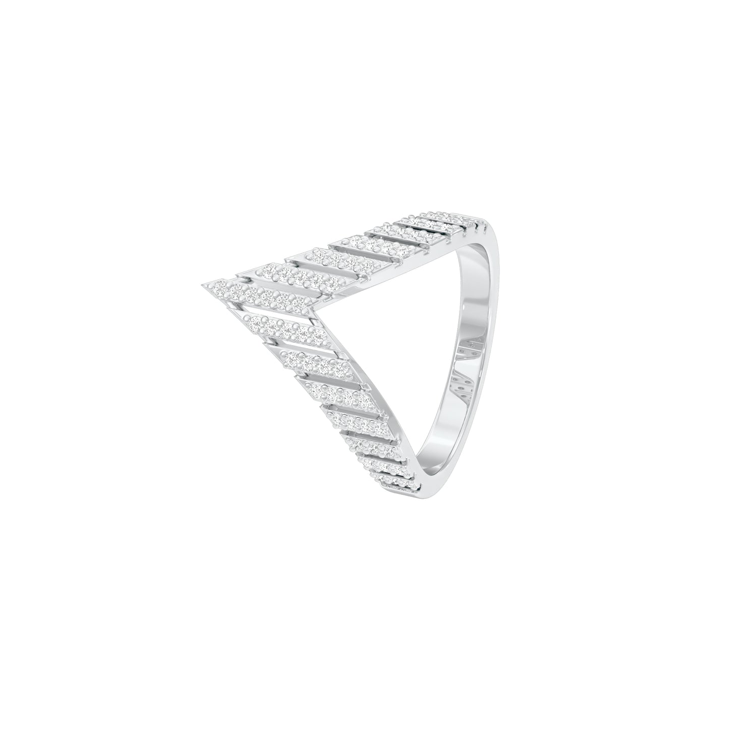 Pointed Chevron Diamond Engagement Ring 18 KT / White Gold / 18