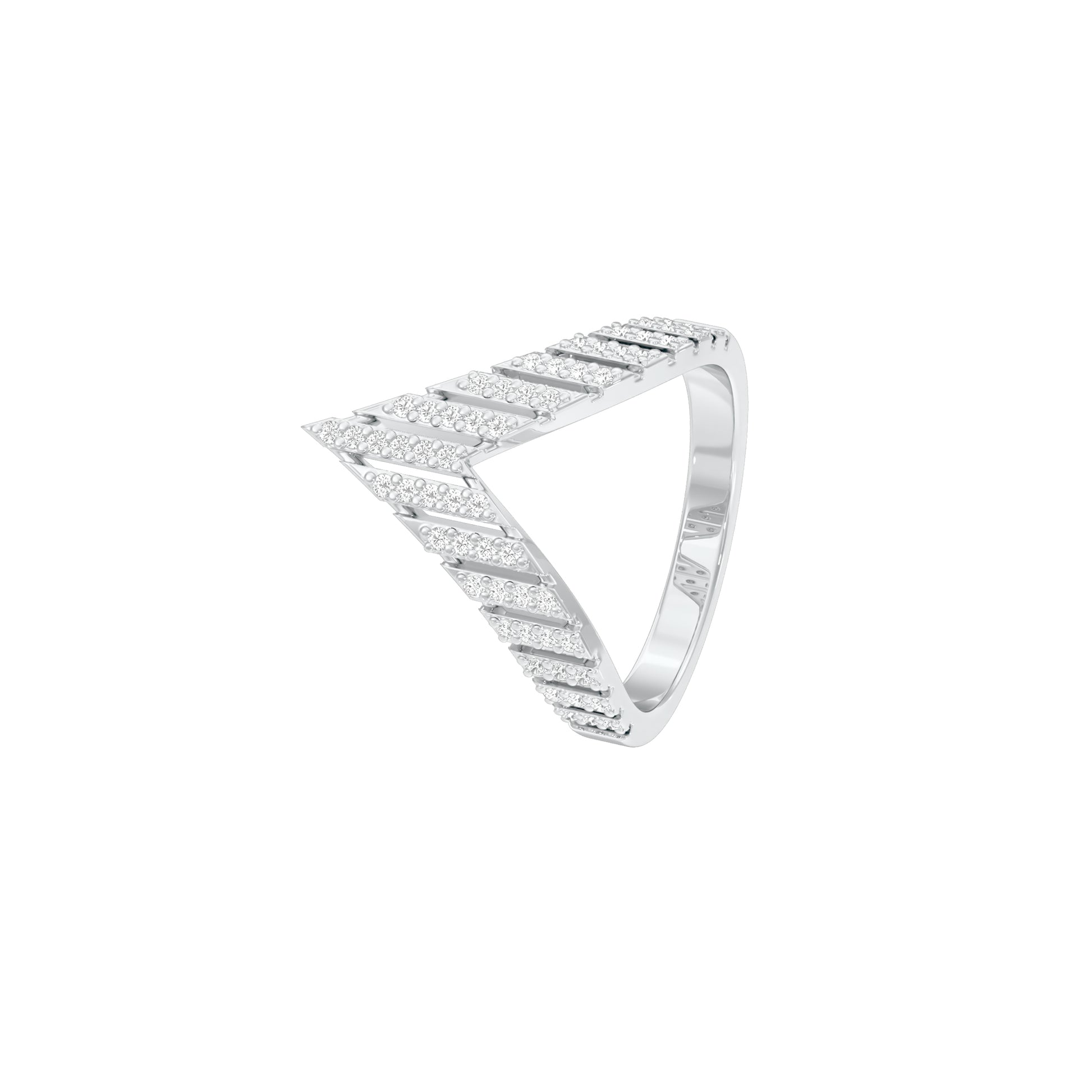 Pointed Chevron Diamond Engagement Ring 18 KT / White Gold / 18