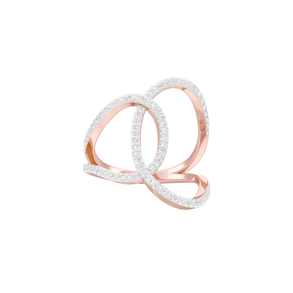 Abstract Bypass Diamond Ring 18 KT / Rose Gold / 18