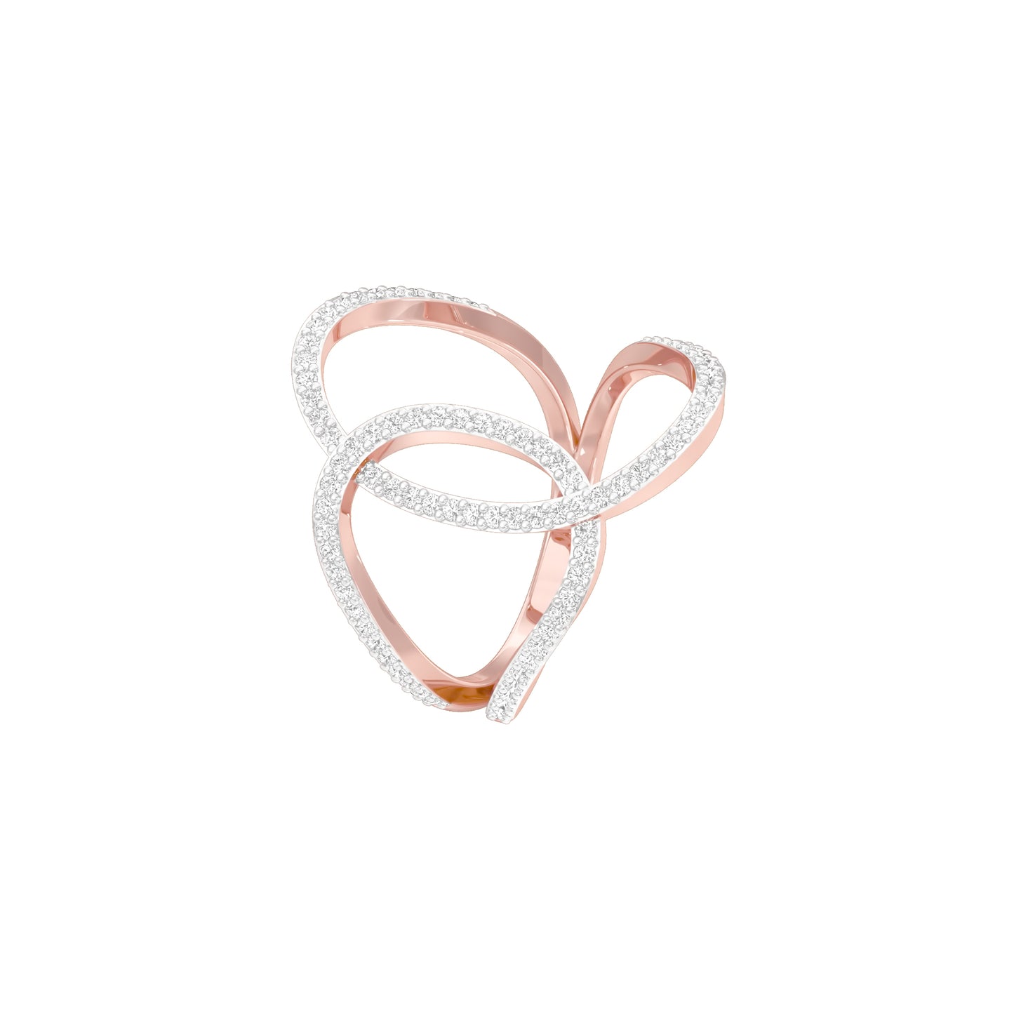 Abstract Bypass Diamond Ring 18 KT / Rose Gold / 18