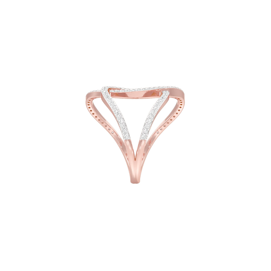 Abstract Bypass Diamond Ring 18 KT / Rose Gold / 18