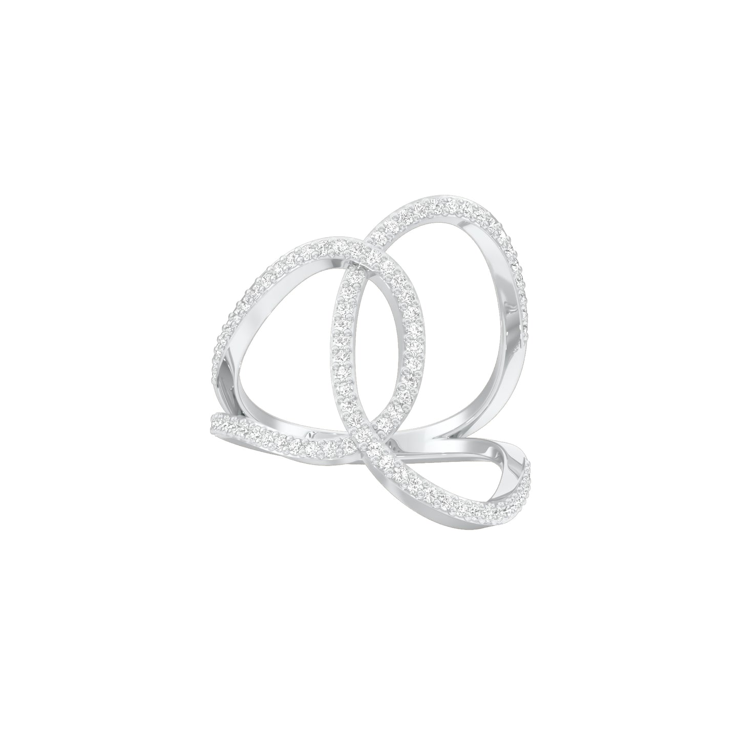 Abstract Bypass Diamond Ring 18 KT / White Gold / 18