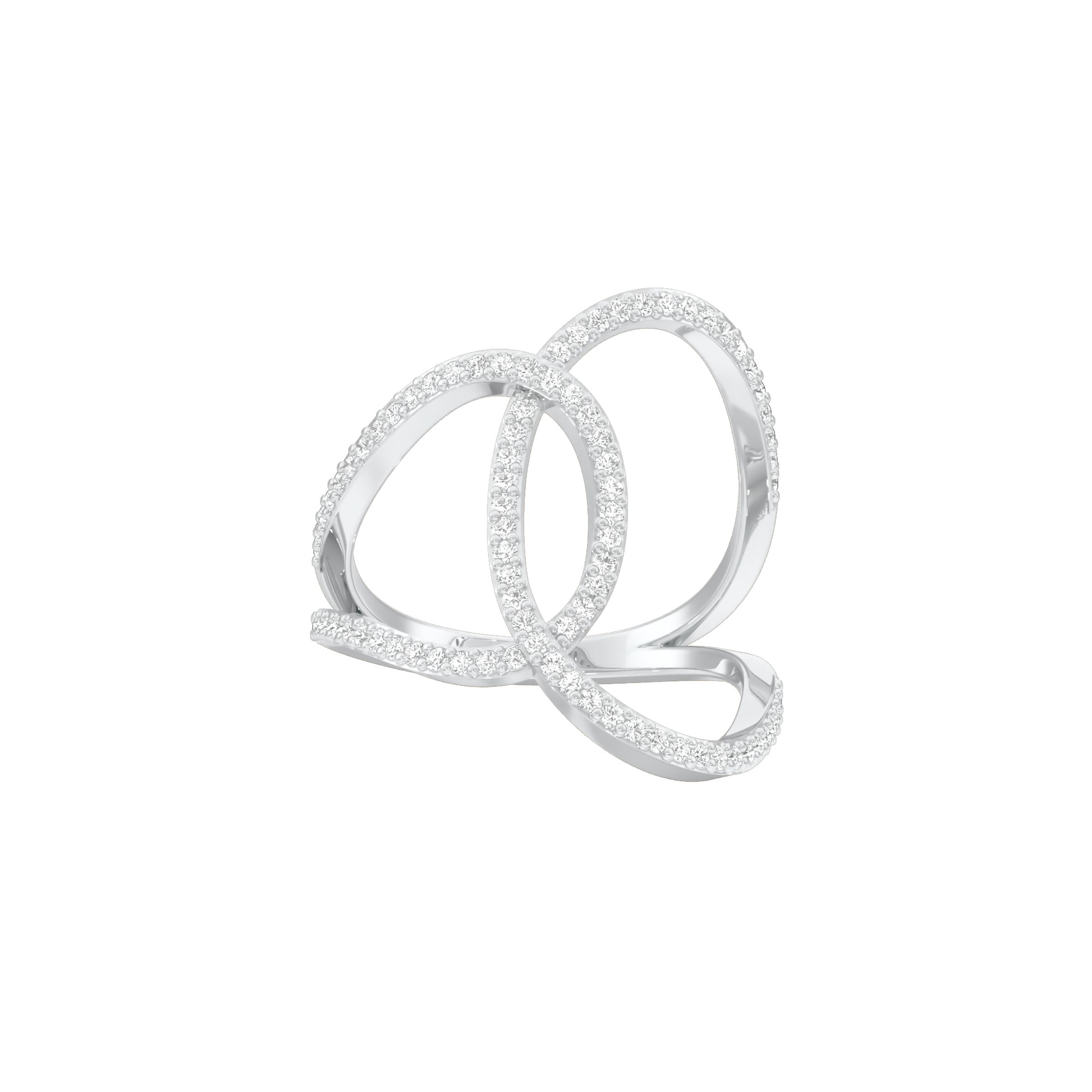 Abstract Bypass Diamond Ring 18 KT / White Gold / 18