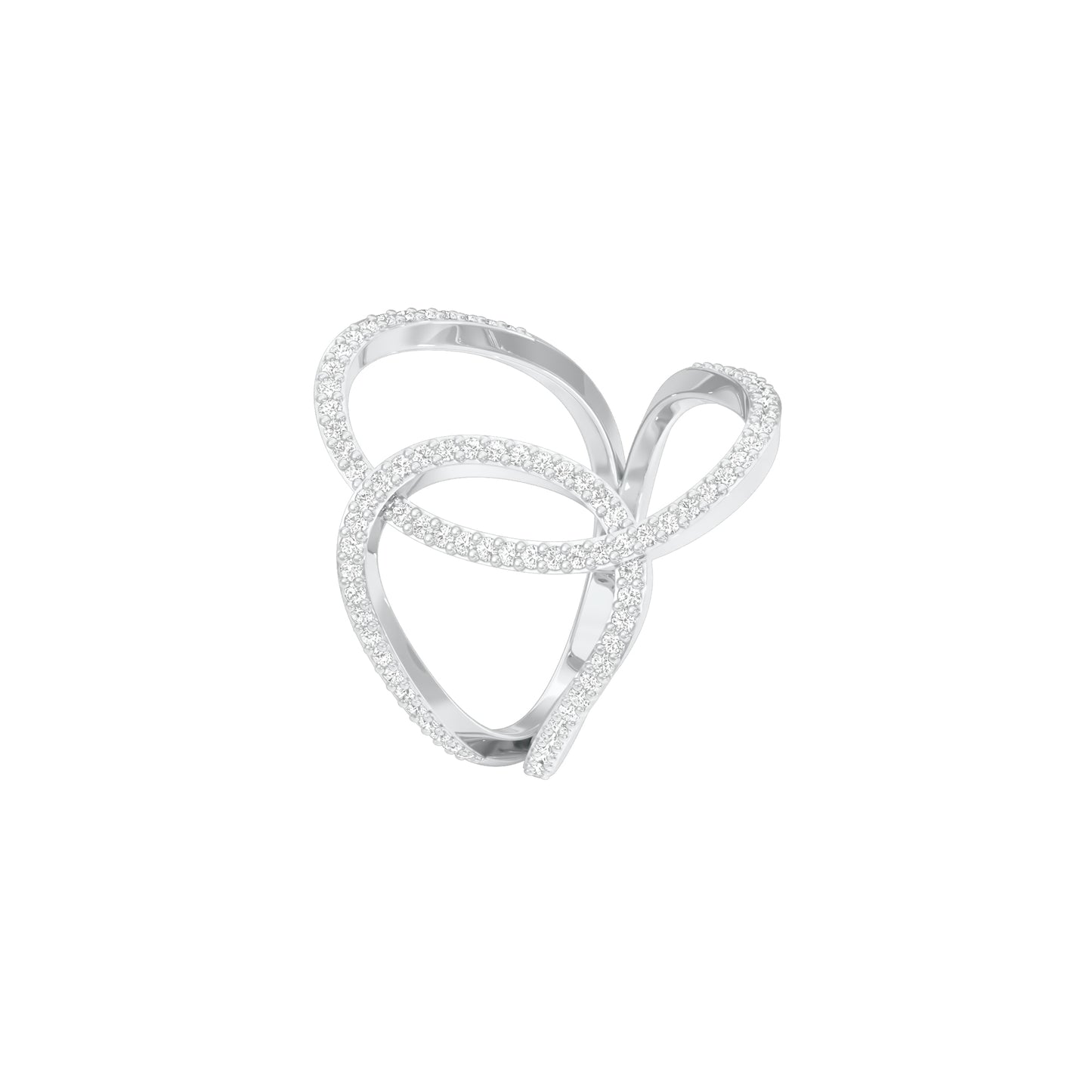 Abstract Bypass Diamond Ring 18 KT / White Gold / 18