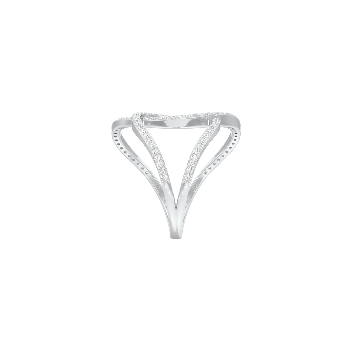 Abstract Bypass Diamond Ring 18 KT / White Gold / 18
