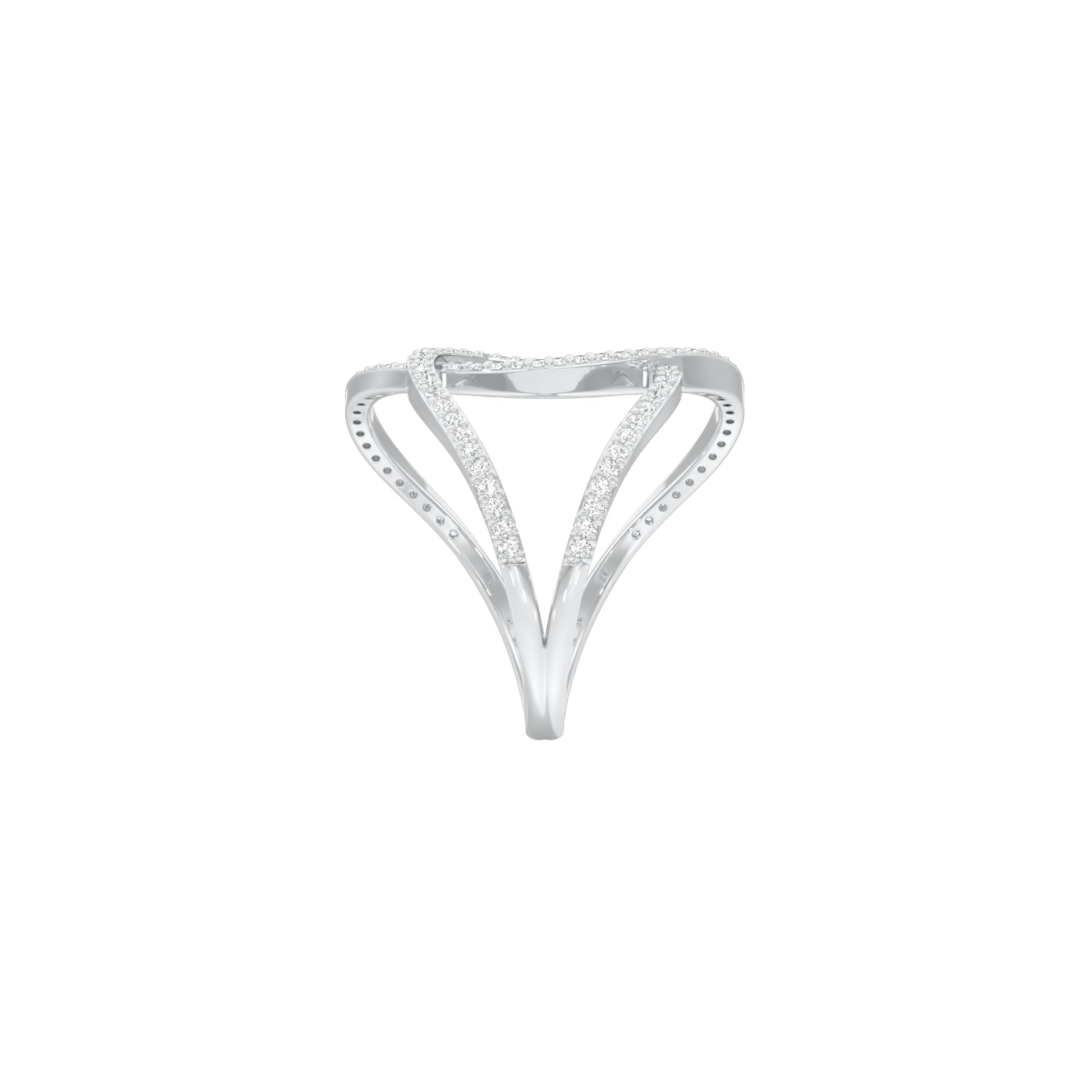 Abstract Bypass Diamond Ring 18 KT / White Gold / 18
