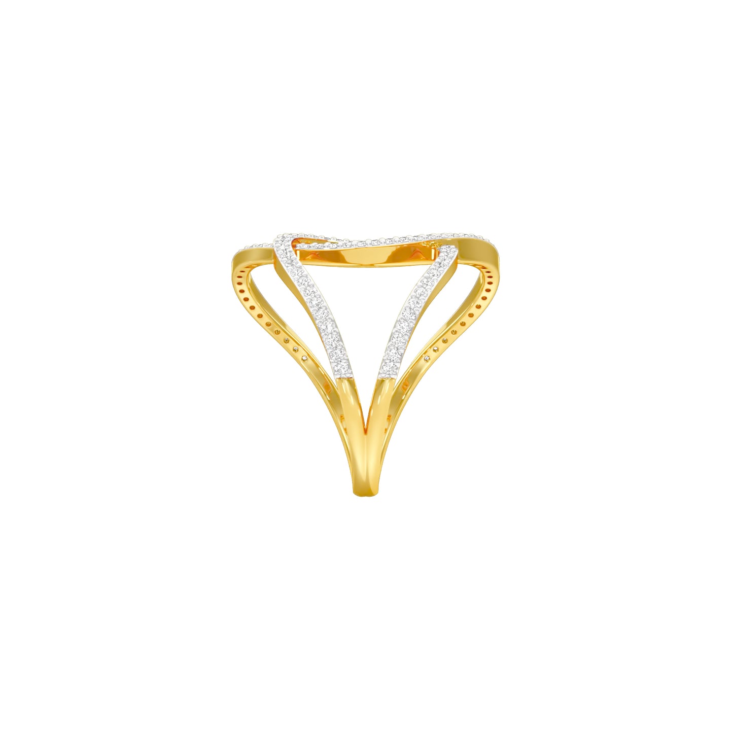 Abstract Bypass Diamond Ring 18 KT / Yellow Gold / 18