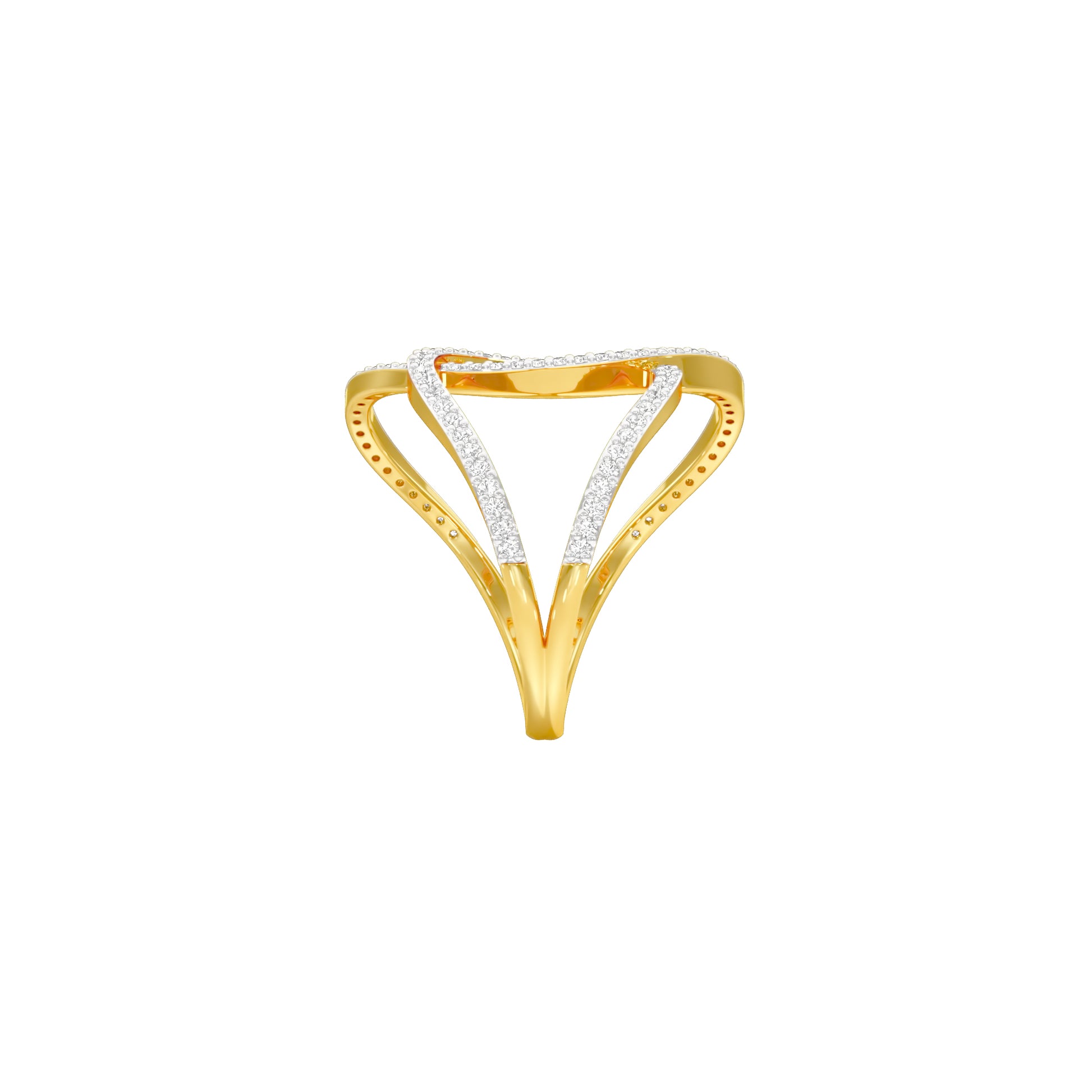 Abstract Bypass Diamond Ring 18 KT / Yellow Gold / 18