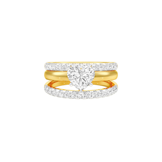 Heart Solitaire Stackable Diamond Engagement Ring 18 KT / Yellow Gold / 18