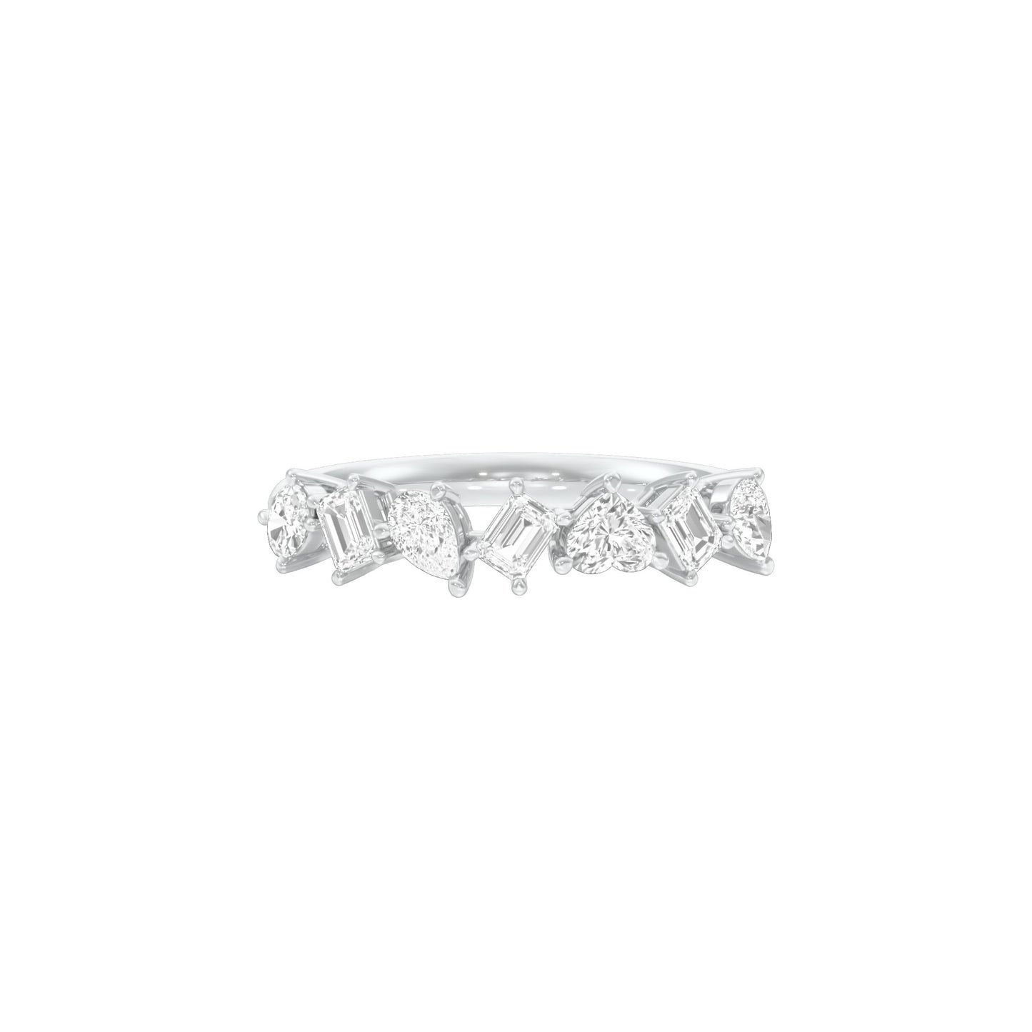 Radiant Mosaic Mixed Diamond Ring 18 KT / White Gold / 18