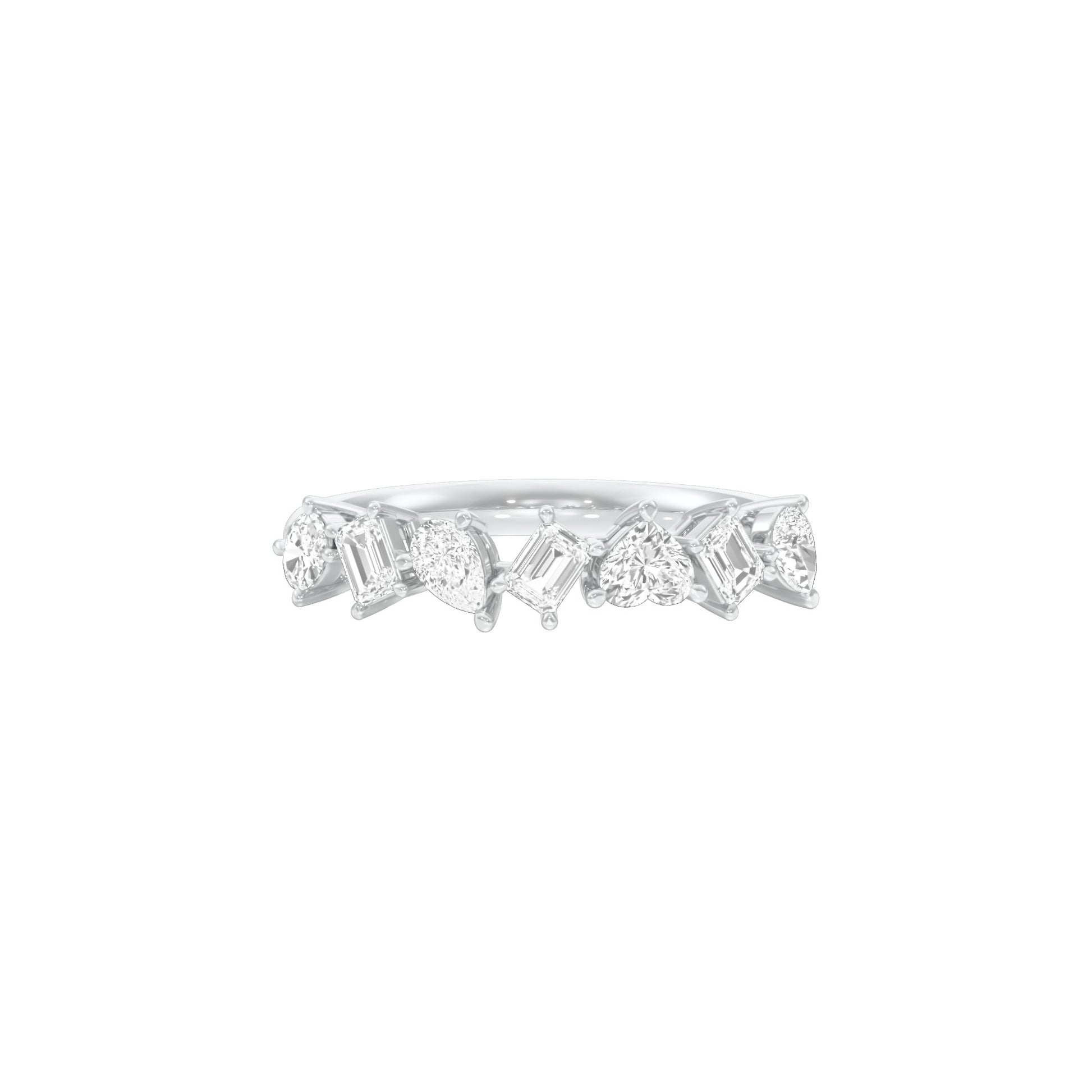 Radiant Mosaic Mixed Diamond Ring 18 KT / White Gold / 18
