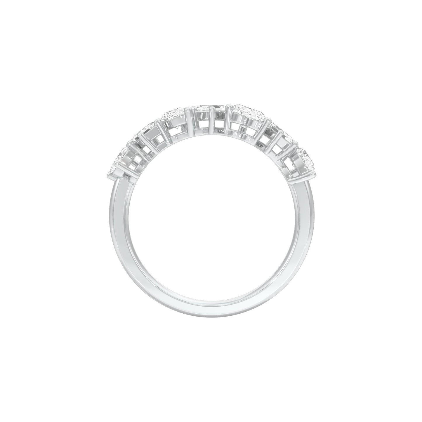 Radiant Mosaic Mixed Diamond Ring 18 KT / White Gold / 18