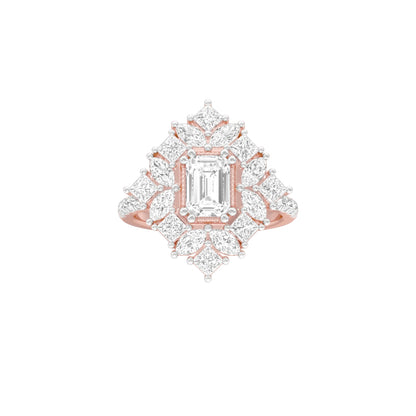 Emerald Daiquiri Diamond Engagement Ring 18 KT / Rose Gold / 18