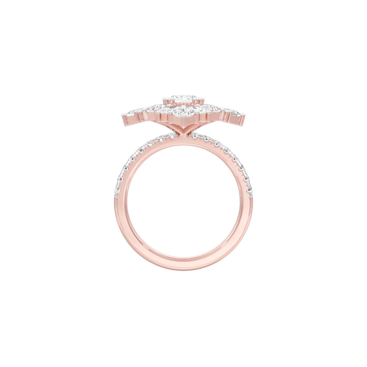 Emerald Daiquiri Diamond Engagement Ring 18 KT / Rose Gold / 18