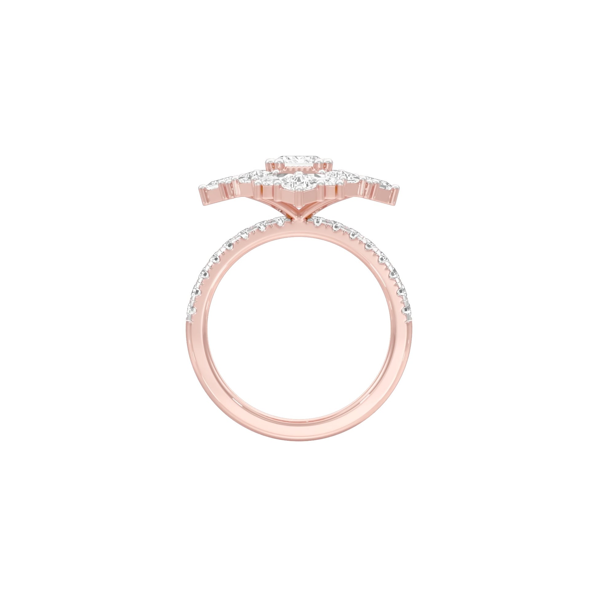 Emerald Daiquiri Diamond Engagement Ring 18 KT / Rose Gold / 18