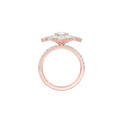 Emerald Daiquiri Diamond Engagement Ring 18 KT / Rose Gold / 18