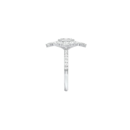 Emerald Daiquiri Diamond Engagement Ring 18 KT / White Gold / 18
