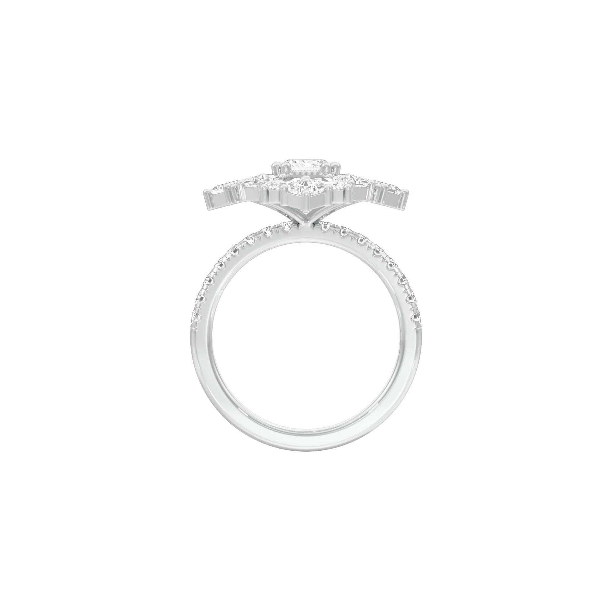 Emerald Daiquiri Diamond Engagement Ring 18 KT / White Gold / 18