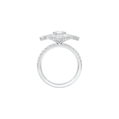 Emerald Daiquiri Diamond Engagement Ring 18 KT / White Gold / 18