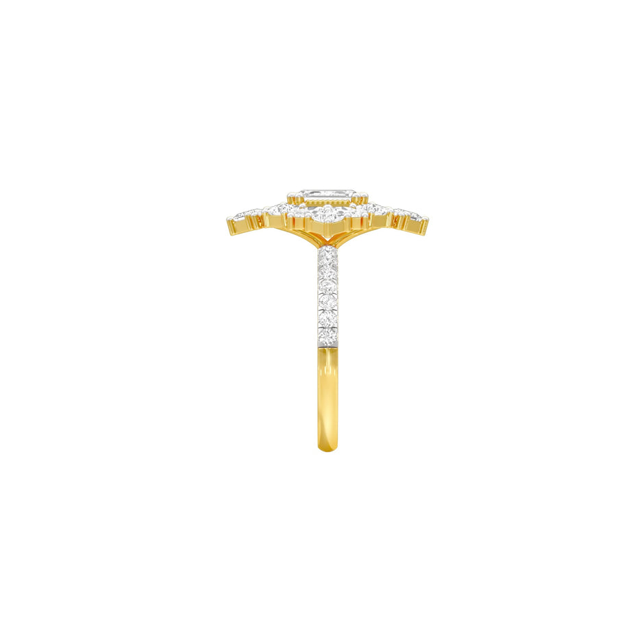 Emerald Daiquiri Diamond Engagement Ring 18 KT / Yellow Gold / 18