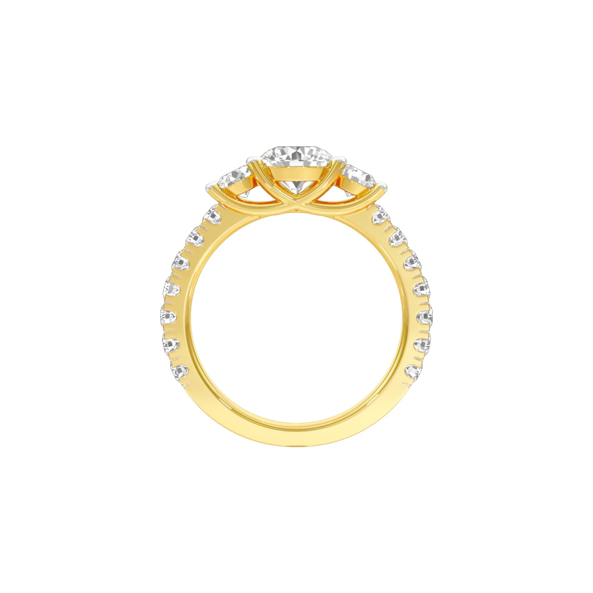 Expansive Love Diamond Engagement Ring 18 KT / Yellow Gold / 18