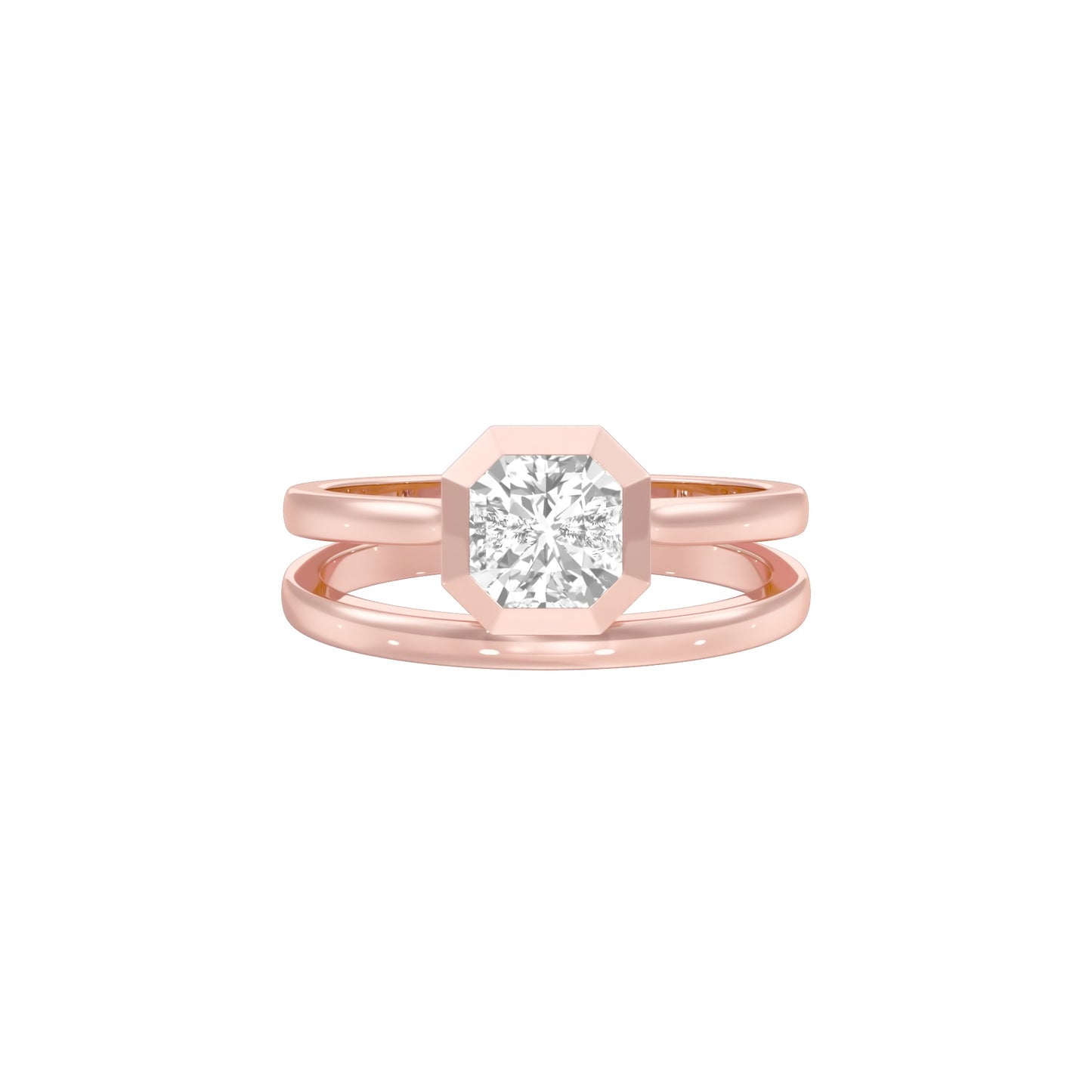 Asscher Solitaire Diamond Ring 18 KT / Rose Gold / 18