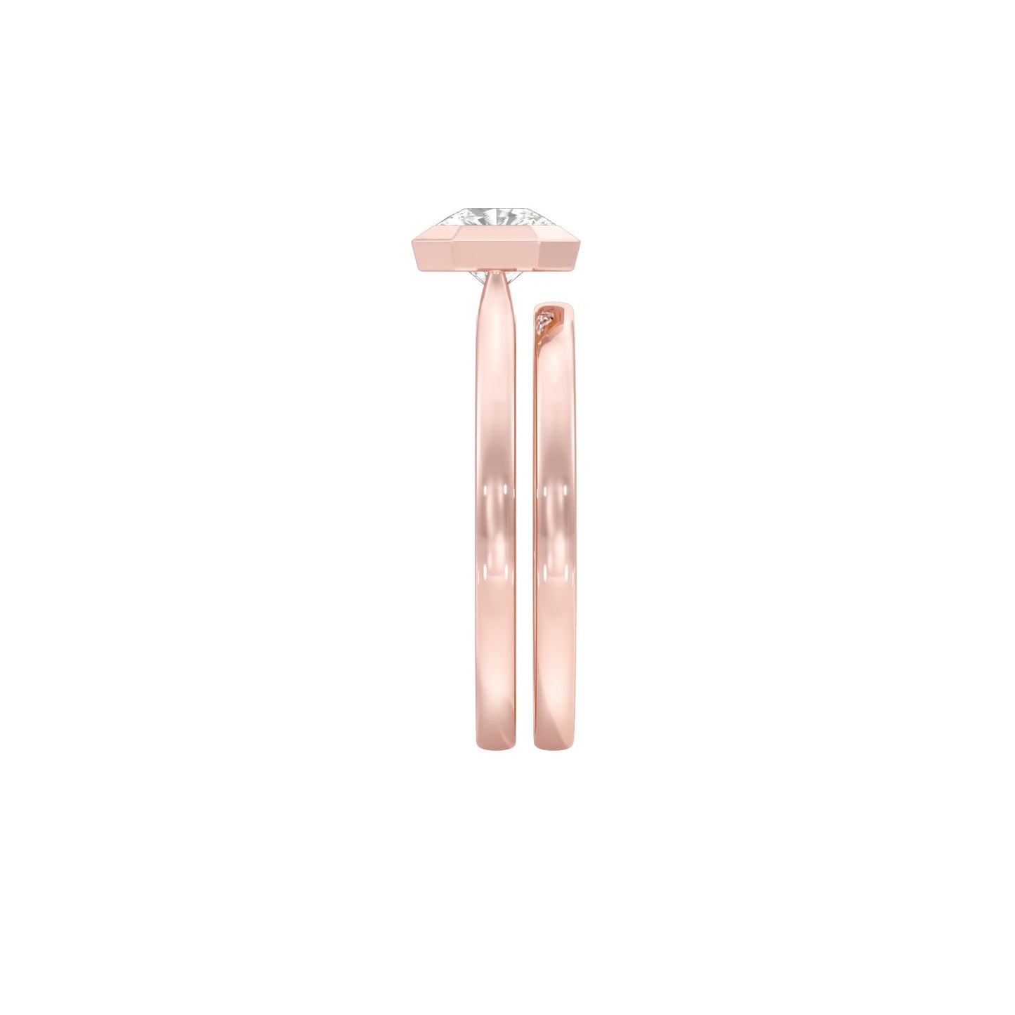 Asscher Solitaire Diamond Ring 18 KT / Rose Gold / 18