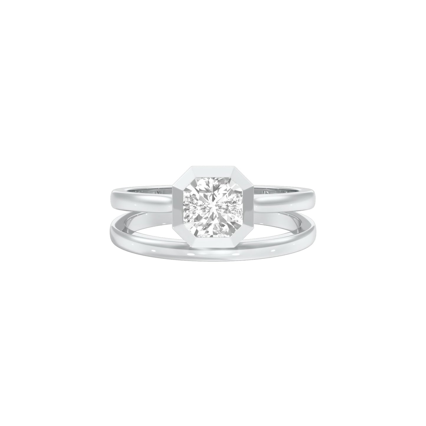 Asscher Solitaire Diamond Ring 18 KT / White Gold / 18